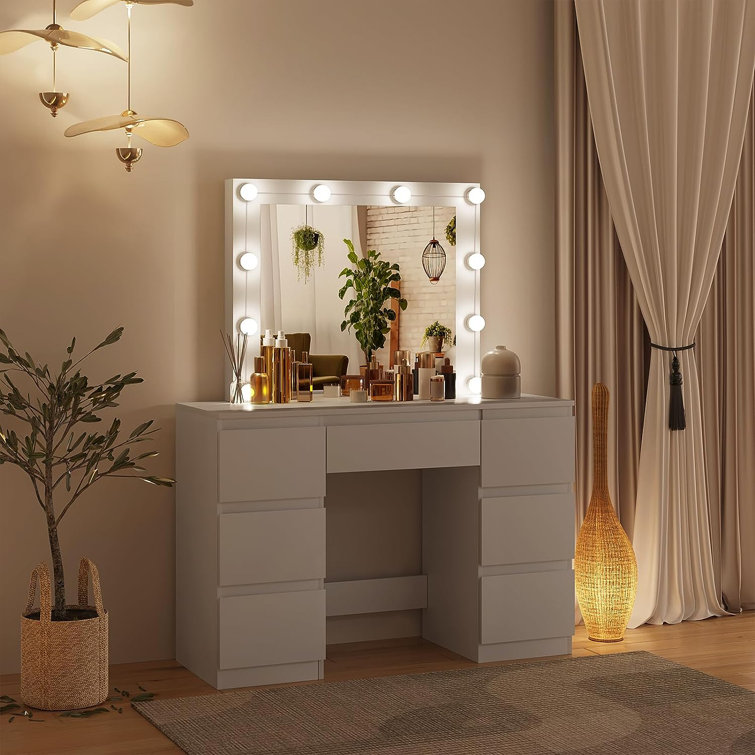 Dressing table with led deals light mirror